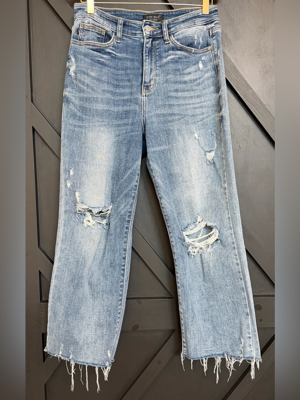 Judy Blue Wide Leg Crop Distressed Jeans, Size 5/27 (US 6) - Picture 4 of 10